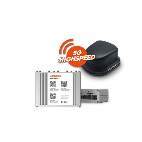 Selfsat MWR 5550 4G / LTE / 5G & WLAN Internet Router bis 3,3 Gbps inkl. 5G Dachantenne Caravan
